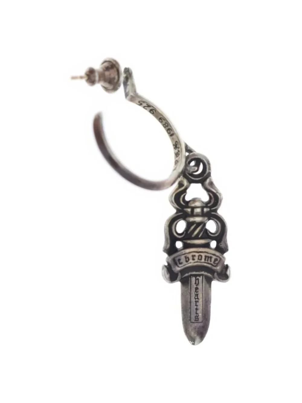 Chrome Hearts No5 Dagger 5 Hoop Earrings Silver